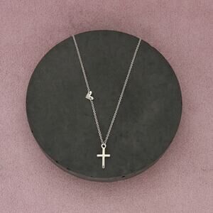 james avery sterling silver faith and love cross heart necklace size 15-17in